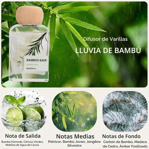 Vista 3 de Bamboo Reed Diffuser, 3.34 Fl Oz Esencial de bambú
