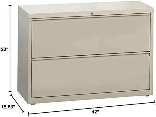 Vista 2 de Pemberly Row Archivador lateral de metal moderno con 2 cajones de 42" en color beige
