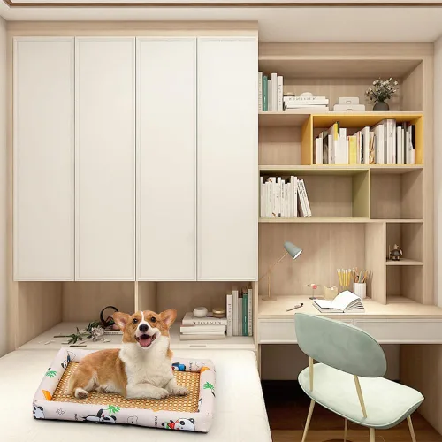 Vista 4 de Cama de enfriamiento de ratán de hielo para gatos y perros, alfombrilla de hielo para mascotas, tapete de enfriamiento de verano para mascotas