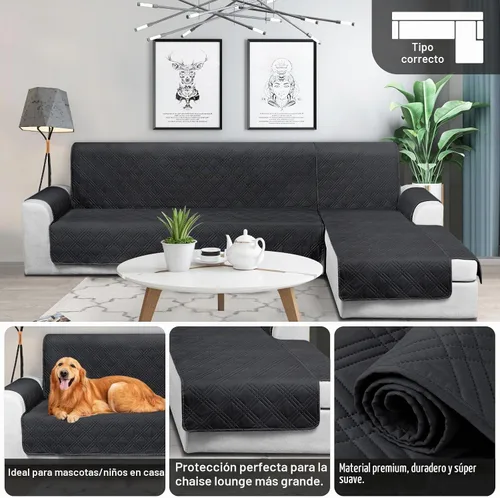 Vista 5 de TAOCOCO Fundas de Sofá Seccional 100% Impermeables en Forma de L, Fundas de Sofá de 3 Piezas, Funda de Chaise Lounge para Mascotas y Niños, Fundas