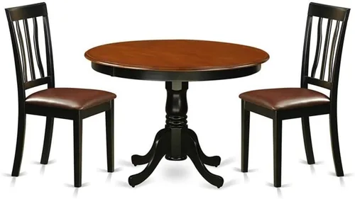 Vista 15 de East West Furniture HLAN3-BCH-C - Juego de mesa de comedor, 3 piezas