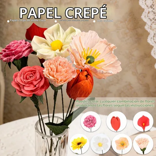 Vista 6 de 24 Colors Crepe Paper Roll 10 X 98inch Papel Crepe Video Tutorial