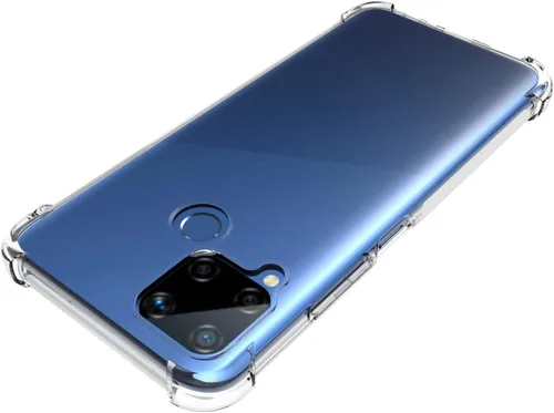 Vista 4 de USTIYA Funda para Realme 7i / Realme C15 C12 Clear TPU Cuatro Esquinas Cubierta Protectora Transparente Suave Funda
