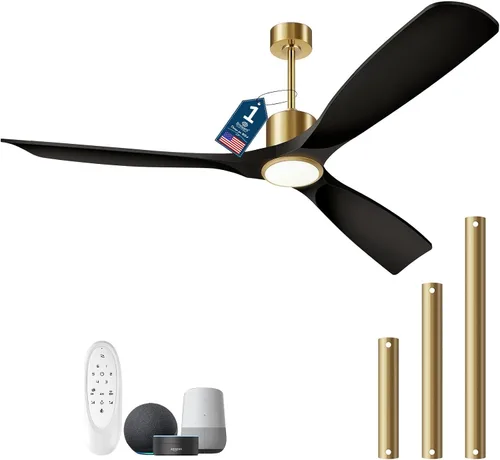 Vista 12 de Ventilador de techo inteligente de 52 pulgadas con luces, ventilador de techo para exteriores compatible con Alexa/aplicación/control remoto, motor