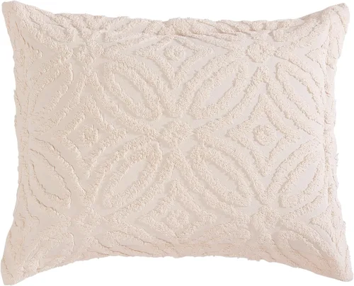 Vista 19 de Beatrice Home Fashions Colcha de chenilla para anillo de boda, matrimonial, marfil + 2 fundas de almohada de chenilla para anillos de boda
