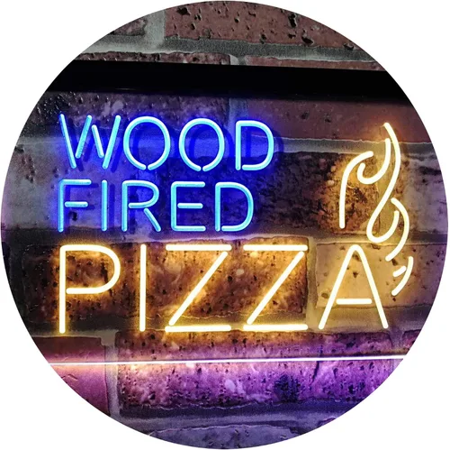 Vista 14 de ADVPRO Letrero de neón LED de doble color de pizza de madera, azul y rojo, 12 "x 8.5" st6s32-i2887-br
