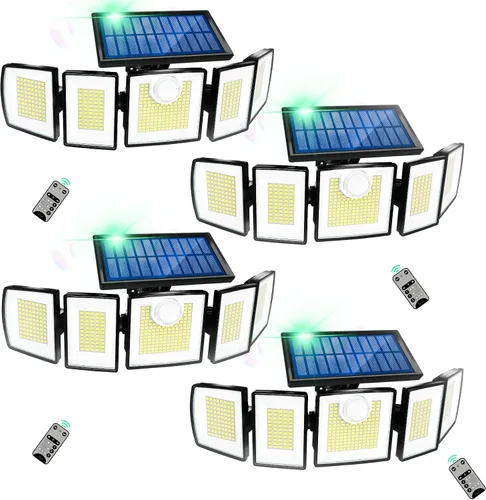 Vista 16 de MDCMDCM Luces solares de movimiento para exteriores, con cable de 16.4 pies, luces LED de seguridad de 3000 lm para exteriores del atardecer al