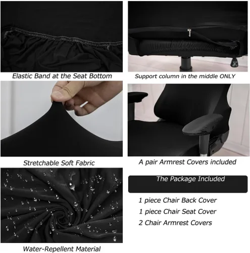 Vista 3 de Fundas ergonómicas para silla de oficina con reposabrazos, fundas elásticas repelentes al agua para adultos, videojuegos, reclinables, carreras