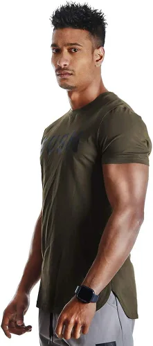Vista 2 de BVSN - Camiseta para hombre, diseño de musculación, fitness, manga corta, para entrenamiento