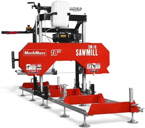Vista 9 de MechMaxx Aserradero portátil de 18'', motor de gasolina DUCAR 212cc 7HP, ancho de tablero de 15'' y grosor de tablero de 7'', longitud de pista