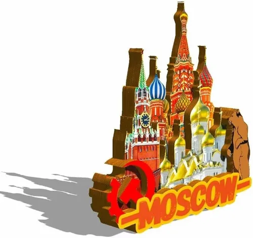 Vista 2 de Rusia Moscú, imán de nevera, de madera, 3D, monumentos, coleccionables, decoración de recuerdos, hecho a mano, 361