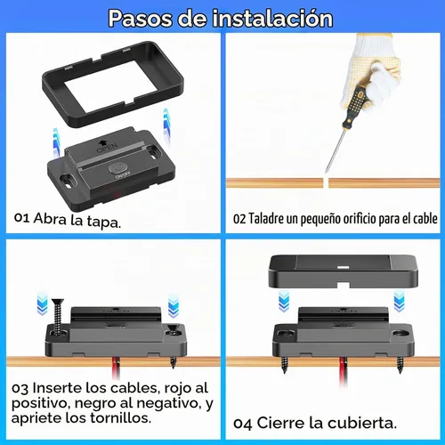 Vista 6 de 72W 12V Panel de salida USB de montaje en pared, cargador de puerto USB de coche de 36W USB C y doble QC 3.0 de 18W con interruptor de botón, salida