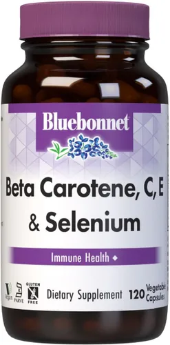 Vista 4 de Bluebonnet Cápsulas vegetarianas de selenio de betacaroteno C y E Plus, 60