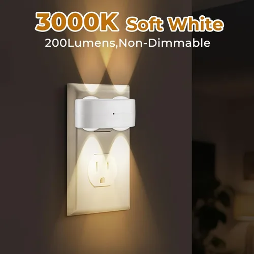 Vista 3 de Paquete de 4 luces LED nocturnas enchufables a la pared, luz nocturna enchufable, no regulable