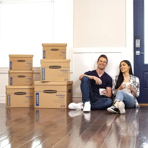 Vista 6 de Bankers Box SmoothMove cajas de cartón básicas para mudanza, Marrón S