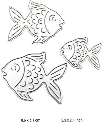 Vista 2 de Katutude Troqueles de corte de metal de animales, manualidades, troqueles de pescado para hacer tarjetas, álbumes de recortes, troqueles de metal