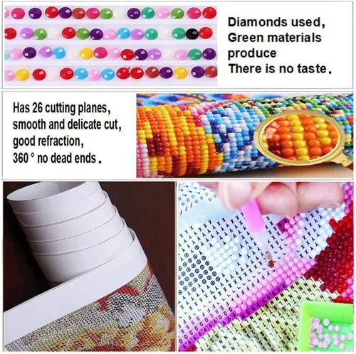 Vista 5 de Kits de pintura de diamantes 5D para adultos y niños, animales de taladro completo mapaches en el agujero del árbol, pintura de punto de cruz