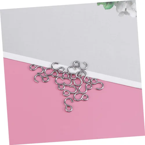 Vista 2 de 100 ganchos de acero inoxidable en forma de S, conectores de metal versátiles para manualidades, joyería colgante, llaveros y organización del hogar