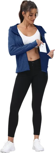 Vista 71 de TBMPOY Chaquetas con capucha y protección solar UPF 50+ para mujer, ligeras, de manga larga, para senderismo, exteriores, con cremallera completa