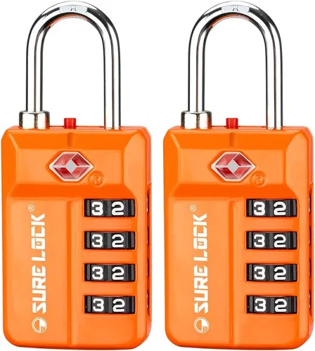 Vista 18 de SURE LOCK Cerradura de combinación reiniciable de 4 dígitos aprobada por la TSA con alerta abierta, diales de fácil lectura, para equipaje 17021ALL