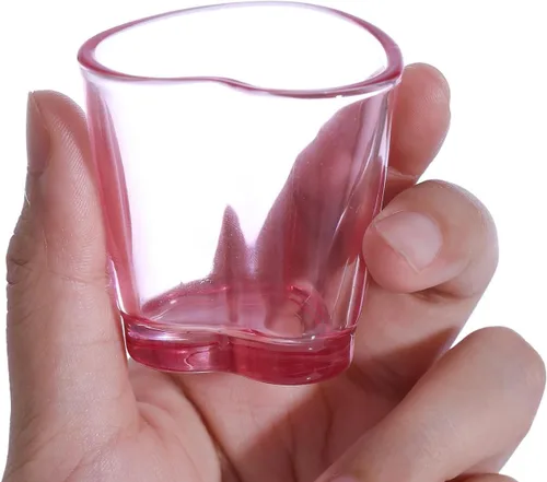 Vista 2 de Juego de vasos de chupito con forma de corazón, lindo vaso de chupito rosa para accesorios de carrito de bar, 1.5 onzas (6, azul)