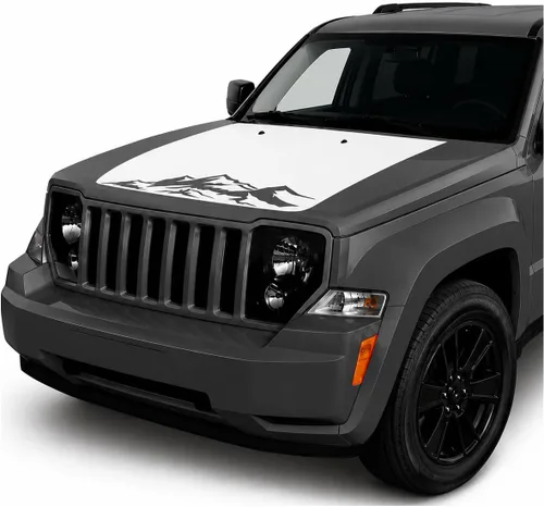 Vista 7 de Calcomanía de vinilo con diseño de rayas opacas con diseño de rayas negras o negras compatibles con Jeep Liberty 2008-2014