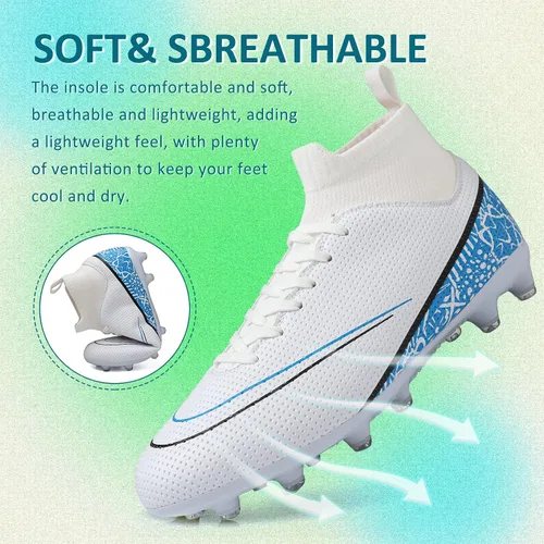 Vista 3 de GRESKY Tacos de fútbol para hombre y mujer, zapatos de fútbol para niño grande AG TF
