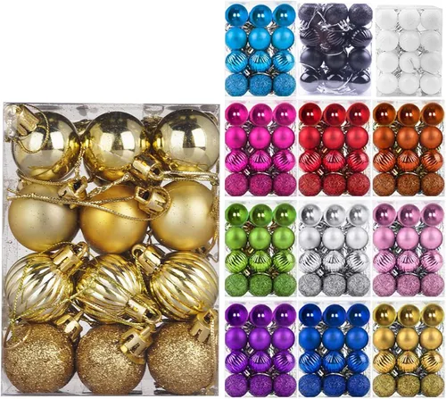 Vista 36 de Emopeak - Juego de 24 esferas navideñas, ornamentos irrompibles, 4 estilos, decoración colgante para árbol de Navidad, boda o fiesta