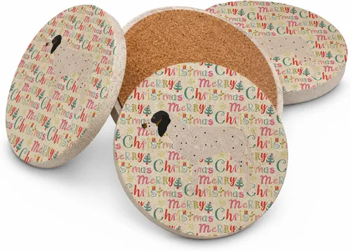Vista 18 de AIDI Atlas Mountain Dog Merry Christmas - Posavasos grandes de piedra arenisca, paquete de 4
