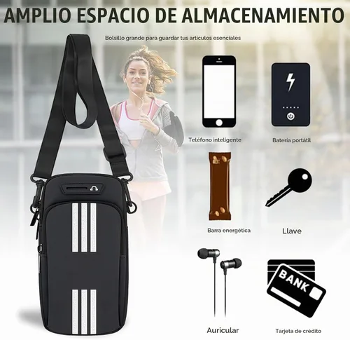 Vista 3 de Soporte para teléfono para correr, brazalete, bolso cruzado para teléfono celular, para mujeres, hombres, niños, iPhone 17, 16, 15, 14, 13, 12, 11