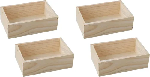 Vista 5 de Caja rectangular de madera para plantas carnosas, de Long Tao 7.5" × 5" × 2.4" Wood Organizer Holding Bottles Items Window Boxes Rectangular