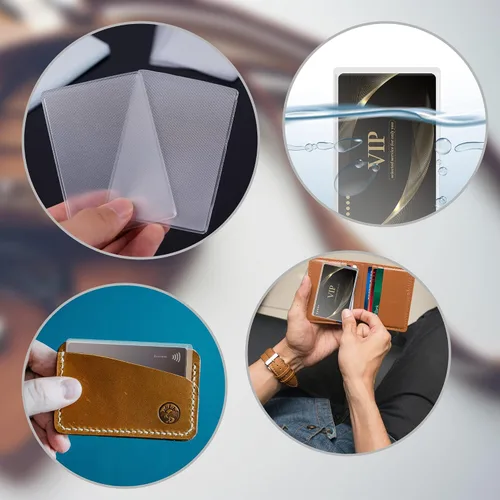 Vista 7 de 100 fundas protectoras impermeables para tarjetas de crédito, licencia, identificación, tarjeta de visita y seguridad social, fundas verticales