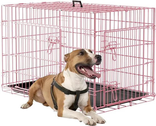 Vista 17 de [Usado] FDW Jaula para perros pequeños de 24 pulgadas plegable de metal con alambre para mascotas, doble puerta con panel divisor para interiores
