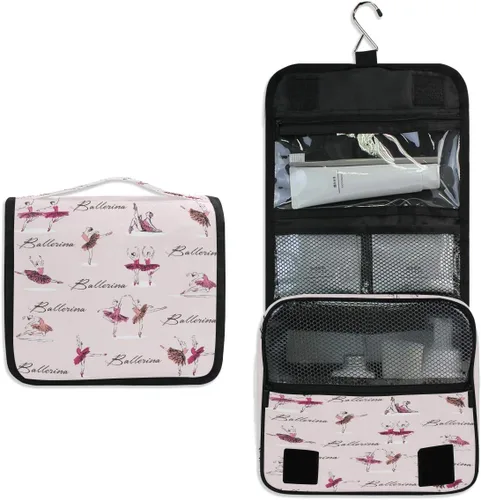Vista 7 de AUUXVA Neceser de viaje, organizador de cosméticos, bolsa de maquillaje colgante para mujeres, hombres y niñas, Bailarina bailarina