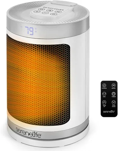 Vista 9 de SereneLife Calentador de espacio portátil – Calentador eléctrico de cerámica PTC de 1500 W con termostato, control remoto, temporizador de 12 horas