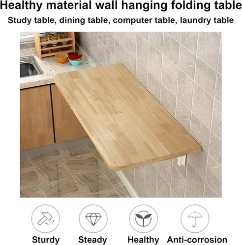 Vista 2 de Mesa plegable para lavandería, mesa plegable de hojas colgantes para montaje en pared, escritorio para computadora, soporte plegable resistente