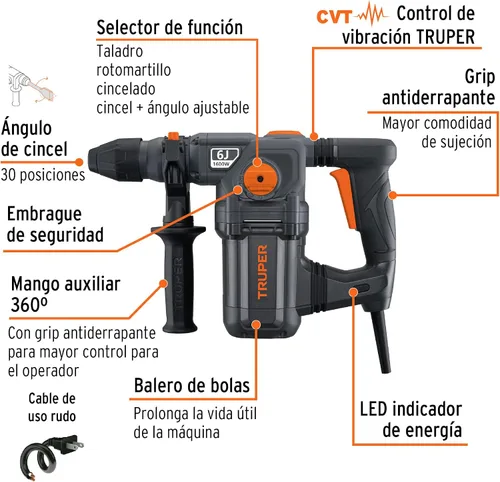 Vista 2 de Rotomartillo electropneumática SDS plus 6.0 Joules