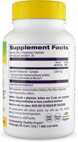 Vista 3 de Healthy Origins Fitosoma de curcumina Meriva-SF 500 mg, 60 cápsulas