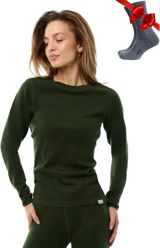 Vista 13 de 100% lana merino capa base mujer - camisa térmica de manga larga con 165 gris carbón