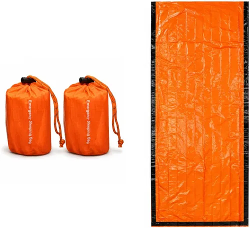 Vista 2 de NovaMedic Saco de dormir de emergencia – Saco térmico de supervivencia de Mylar de 84 x 36 pulgadas – impermeable, ligero y compacto manta