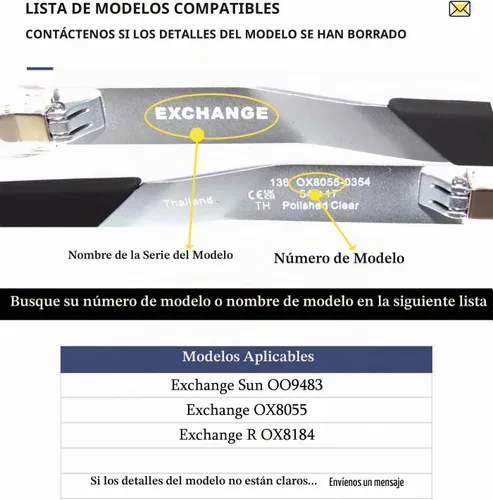 Vista 4 de Calcetines de repuesto para gafas Oakley Exchange OX8055/Exchange R OX8184, fundas de goma negras para patillas Negro - 1 par