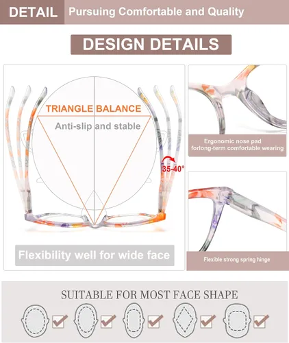 Vista 4 de EYEURL Gafas de lectura de ojo de gato para mujer, paquete de 4 unidades, a la moda, con bloqueo de luz azul, para mujer