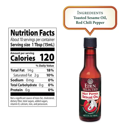 Vista 2 de Eden Foods Aceite de sésamo de pimiento picante, 5 onzas - 6 por caja.