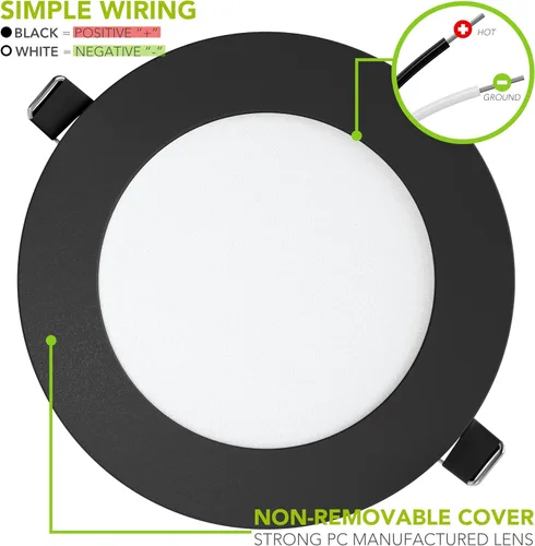 Vista 6 de Paquete de 5 luces de techo empotrables para barco RV de 480 lúmenes, luz LED súper delgada, panel de luz DC 12 V 4.75 pulgadas, 6 W, Downlights