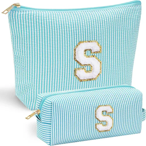 Vista 127 de YOOLIFE Regalos del Día de la Madre para Mujeres, Bolsa de Maquillaje con Iniciales, Bolsa de Maquillaje para Viaje, Bolsa de Maquillaje Negro