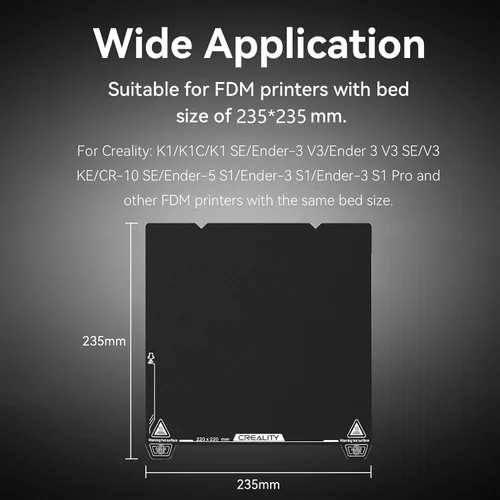 Vista 3 de Placa de construcción Creality Ender 3 V3 SE de 235x235mm con revestimiento de resina epoxi de doble cara, placa de cama de acero de resorte