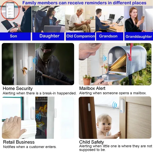 Vista 3 de Buscapersonas para Cuidadores con WiFi Alarmas de Puerta para Pacientes con Demencia con Aplicación para Teléfono, Alarma de Sensor de Puerta
