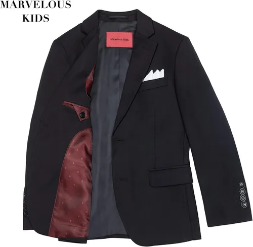 Vista 4 de Marvelous Kids Conjunto de traje formal para niños, 5 piezas, trajes de moda ajustados