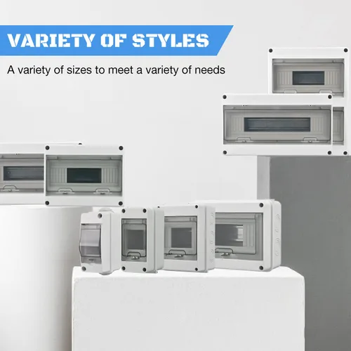 Vista 8 de Caja de protección de distribución de ABS IP65, caja de distribución de disyuntor impermeable de 2 vías, caja de distribución de 2 rieles DIN Caja