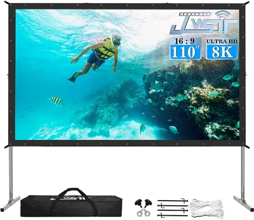 Vista 9 de Pantalla de Proyector para Interiores, JWSIT Pantalla de Cine para Exteriores de 100 pulgadas - PVC Mejorado de 3 Capas 16:9 Pantalla de Proyector